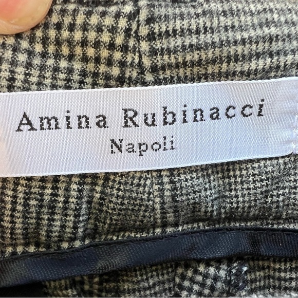 Amina Rubinacci Women's Wool Pants Italy checkered Black White Size 46/10 - Picture 2 of 10